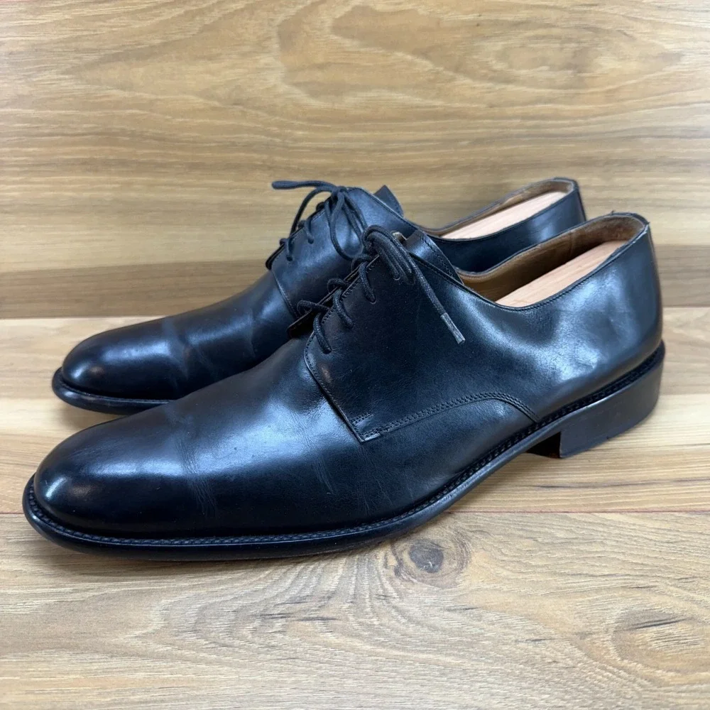 Palenzo Collezioni Mens Oxfords Size 10 Black Leather‎ Lace Up Dress Shoes
